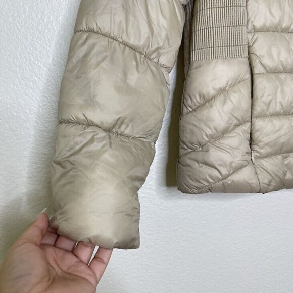 Via Spiga Puffer Jacket Size Medium Beige Full Zip Nylon Winter Packable Coat - Picture 7 of 11